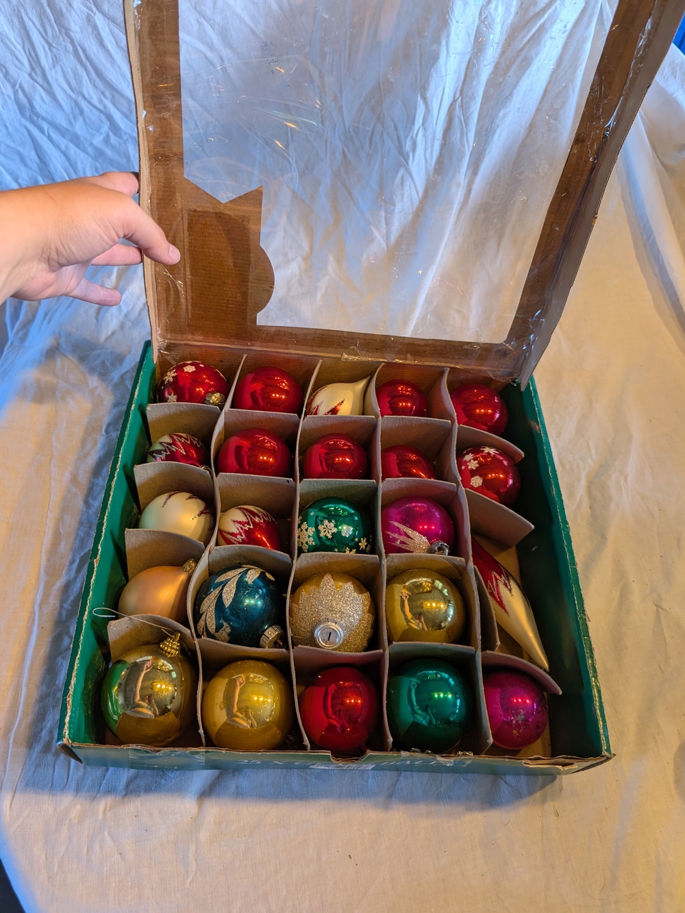 2/80$ Vintage Holiday Ornament Set - Red, Gold, Green, Pink, Blue